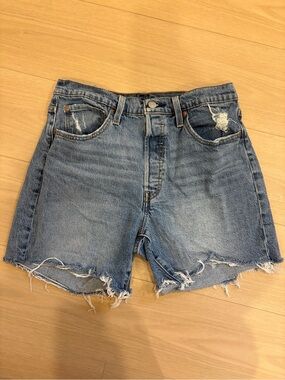 Levi's women Light Blue Distressed Denim Cutoff Shorts